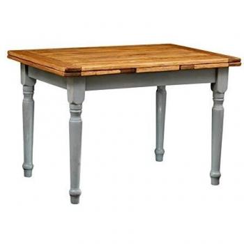 Table Champêtre Rallonge Bois Massif Antique Blanche 120 cm