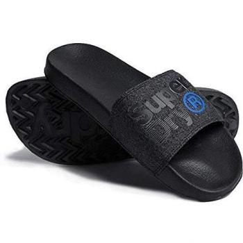 Superdry Lineman Pool Slide, Chaussures de Plage Homme, Noir