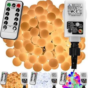 Catena luminosa decorativa LED, 50 LED, telecomando, per interni ed esterni