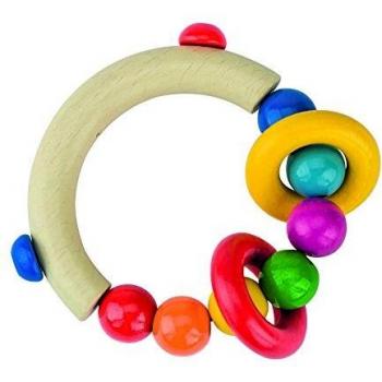Hochet en bois avec 2 Anneaux et perles Heimess