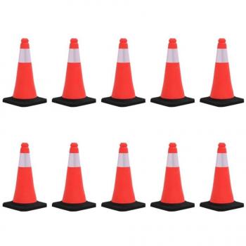 10 pcs Reflective Traffic Cones with Heavy Bases 50 cm vidaXL