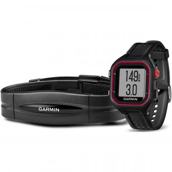 Garmin Forerunner 25 HRM Bundle con Funzione Fitness Band e GPS in Nero e Rosso
