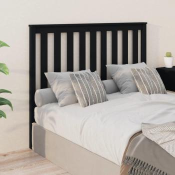 Cabecero de cama negro de madera maciza vidaXL 146x6x101 cm