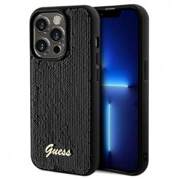 Guess Sequin Script Custodia per iPhone 14 Pro Max Nero