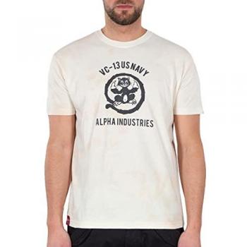 Alpha Industries T-Shirt USN Cat in Schwarz-Weiß