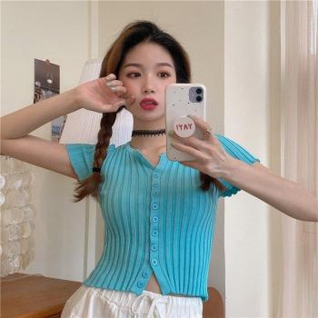 Women's Thin Knit Cardigan with V-Neck and Split Design
