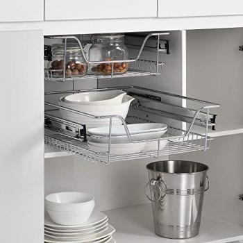 Cassetti Scorrevoli Cromati per Cucina e Guardaroba 47 x 44 x 14 cm