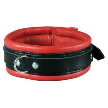 Rundes Halsband aus Rindsleder, gepolstert mit rotem Nappa