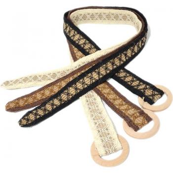 Ceinture en tricot pour femmes, style vintage, boucle en bois