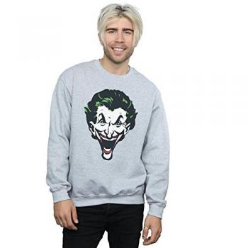 DC Comics Herren-Sweatshirt „Joker Gesichtsausdruck“ XL grau