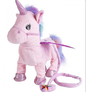Licorne en peluche qui marche et chante cadeau d'anniversaire rose