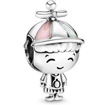 Charm Pandora Niño con Gorra de plata con esmalte rosa y verde