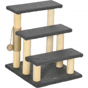 PawHut Tiragraffi per Gatti, 3 Livelli, Pali in Juta, Grigio, 45x40x48cm