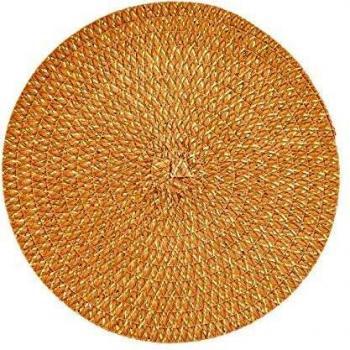 Plateau de table tressé irisé 38 cm or