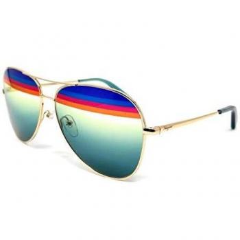 Ferragamo SF172S Sonnenbrille für Erwachsene – Goldschimmer und Petrol‑Details