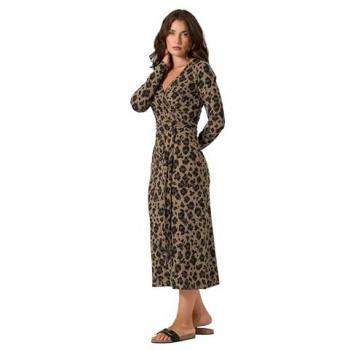 Sally Brume – Robe Midi Brune avec Motif Animal – Taille Tall