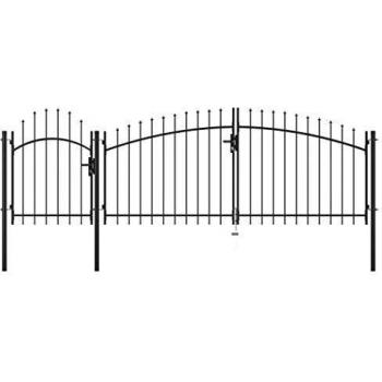 VidaXL 1.75x4 m Black Steel Garden Gate