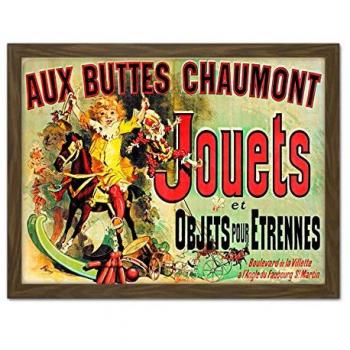 Art Print Friends – 18x24 – Brown Frame, Aux Buttes Chaumont
