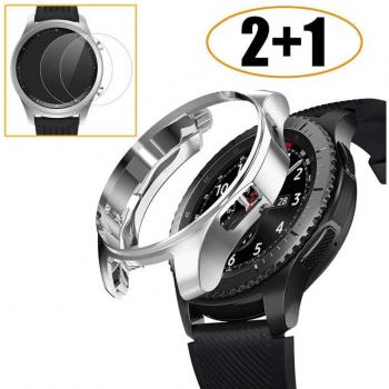 Protection écran Gear S3 Classic + Casque verre trempé 46 mm – Pack 2+1