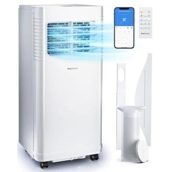 BreezeMaster 5000 BTU 4‑in‑1 Portable Air Conditioner, Dehumidifying, WiFi & Voice Enabled (White)