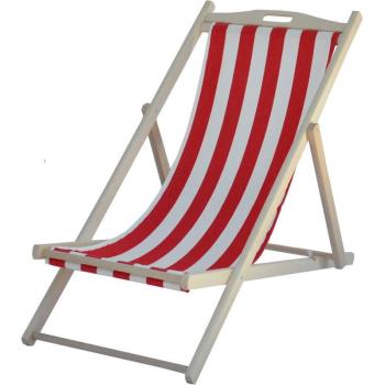 Sedia a Sdraio Betty Lusso 100% Cotone Bianco e Rosso in Legno