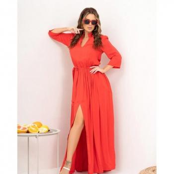 ISSA Plus L Mustard Long Dress with Side Slit