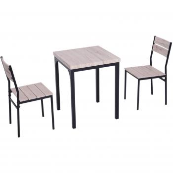 HOMCOM 3-Piece Dining Set with Wooden Table and Metal Legs