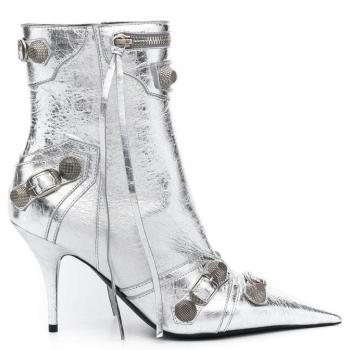 Balenciaga Heeled Boots, Female, Gray, 7 UK, Silver Metallic Ankle Boots