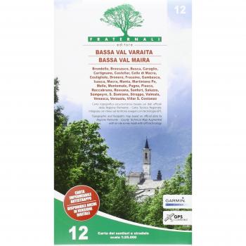 Carta n. 12. Bassa Val Varaita, Bassa Val Maira. Carta sentieri e stradale 1:25.000