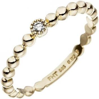 Eleganter Kugelring 585 Gelbgold für Damen mit 1 Brillant