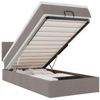 Cama Otomana Luz LED Gris Taupé 90x200cm Vidaxl