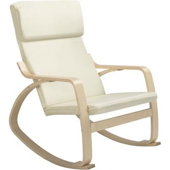 Poltrona Ergonomica Bakaji – Sedia a Dondolo in Cotone Beige con Schienale