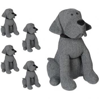 Topes para puertas decorativos en forma de perro, 33 cm, gris, pack de 5 unidades