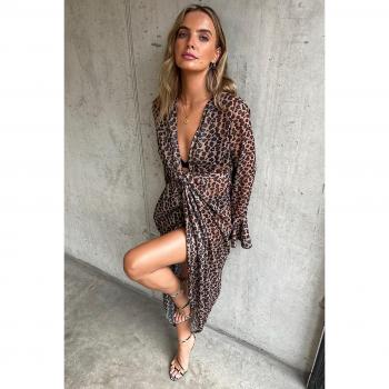 Robe Femme Lucia 34 Longueur Mollet Portefeuille Transparent Léopard Noir Petite