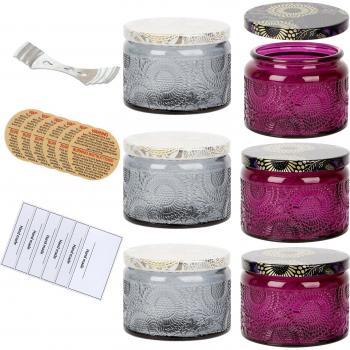 Tarro Decorativo para Velas 4oz Gris y Morado