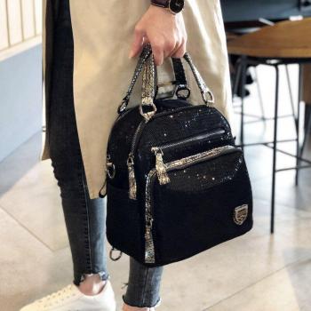 Shiny Black Mesh Netting Handbag for Women