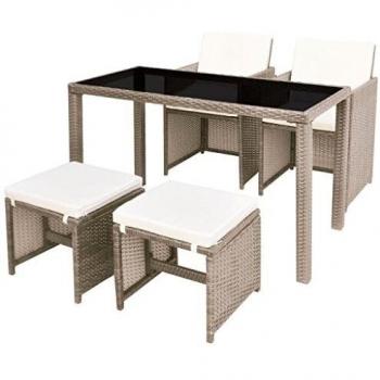 VidaXL Set da Pranzo da Esterno 5 pz in Polyrattan con Cuscini Beige
