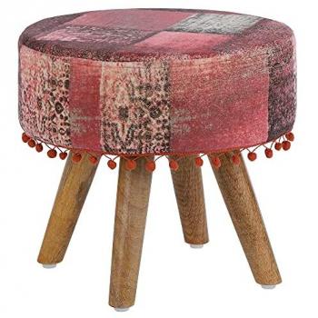 WOMO-DESIGN stool red, 38x36 cm, made of fabric cover with wooden legs
