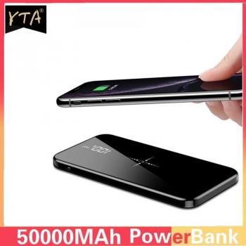 Cargador Qi de 50000 mAh, batería externa portátil para dispositivos iPhone y Samsung