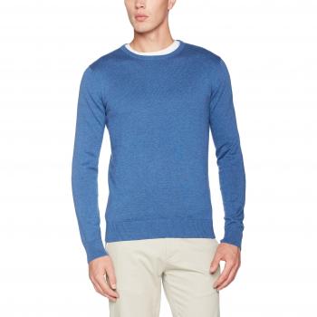 TOM TAILOR Men's Basic Crew-Neck Jumper, Blue, Small