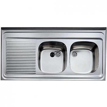 Fregadero de acero Teka E/60 2C para encimera de granito