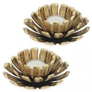 Caja Relaxdays Candelabros Flor Dorados
