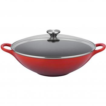 Le Creuset French Wok, Cast Iron, 32 cm, Crimson Red, With Glass Lid