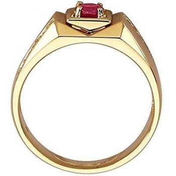 Gelbgold-Herrenring Diemer 585 – Rubinroter Glanz