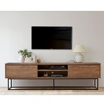 Cotecosy – Meuble TV couleur noyer et métal noir Rodez