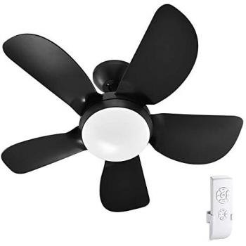 Ventilatore da Soffitto con 5 Pale in Legno e Luce LED 76cm