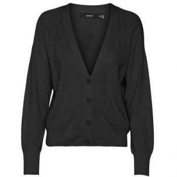 Blouson Noir à Col en V, Manches Longues, Coupe Raccourcie