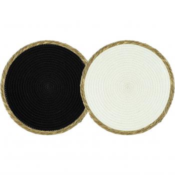 NOOR LIVING Zwei‑Stück-Platzmatten mit Seegraspflege, Ø 38 cm – Farbduo