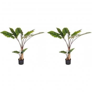 Piante Artificiali Dieffenbachia 100x134 cm – Set con Vasi Verde