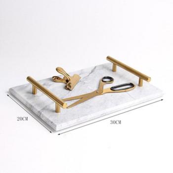 Natural Marble Storage Tray with Handle